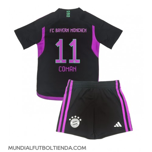 Camiseta Bayern Munich Kingsley Coman #11 Segunda Equipación Replica 2023-24 para niños mangas cortas (+ Pantalones cortos)